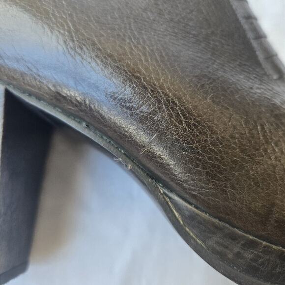 Calleen Cordero Women's Leather Heel Peep Toe Ankle Boots Olive Green Size 8.5 - Picture 9 of 9